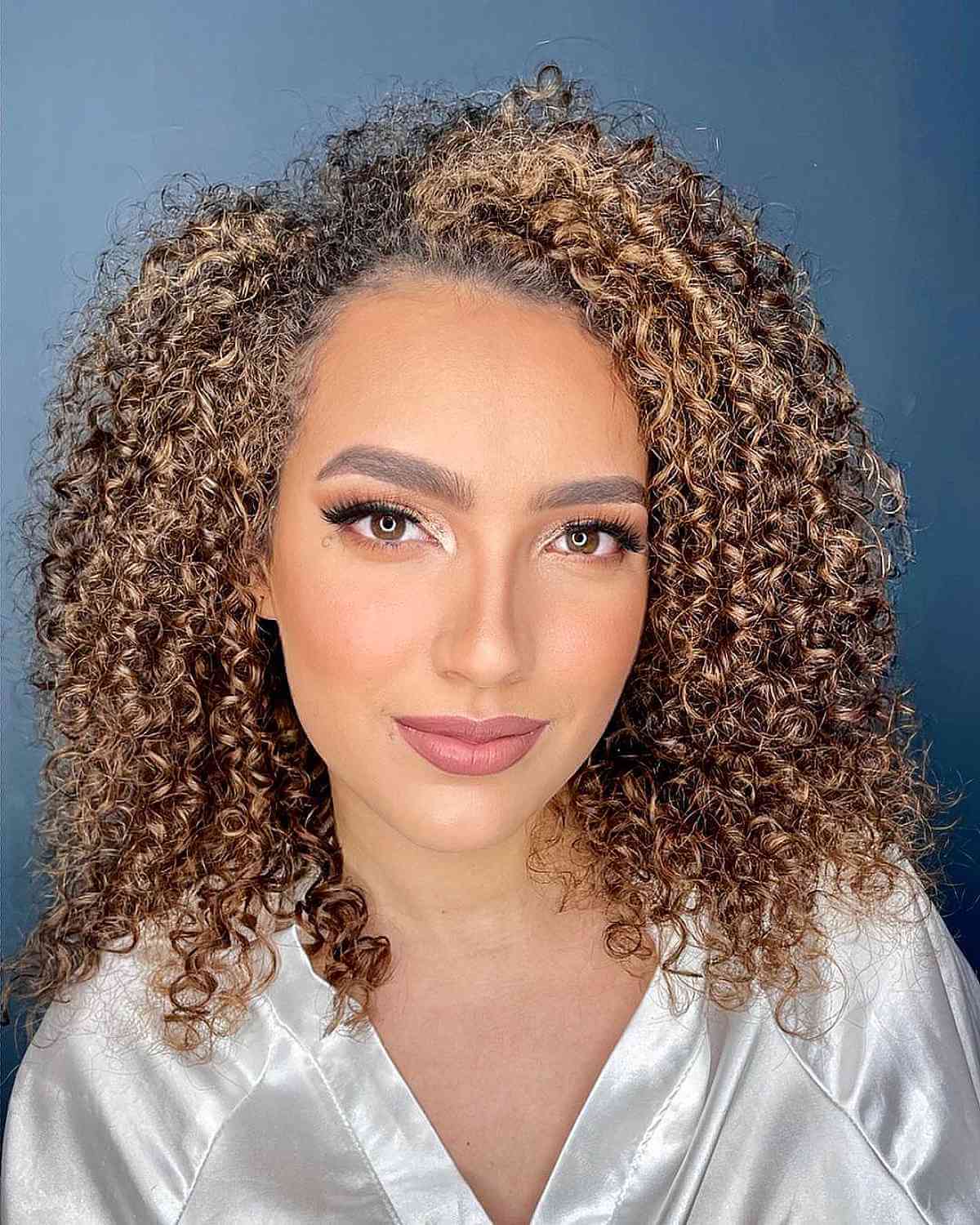 Caramel Honey Brown with Naturally Curly Hair