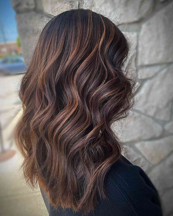 25 Examples Caramel Balayage on Black Hair