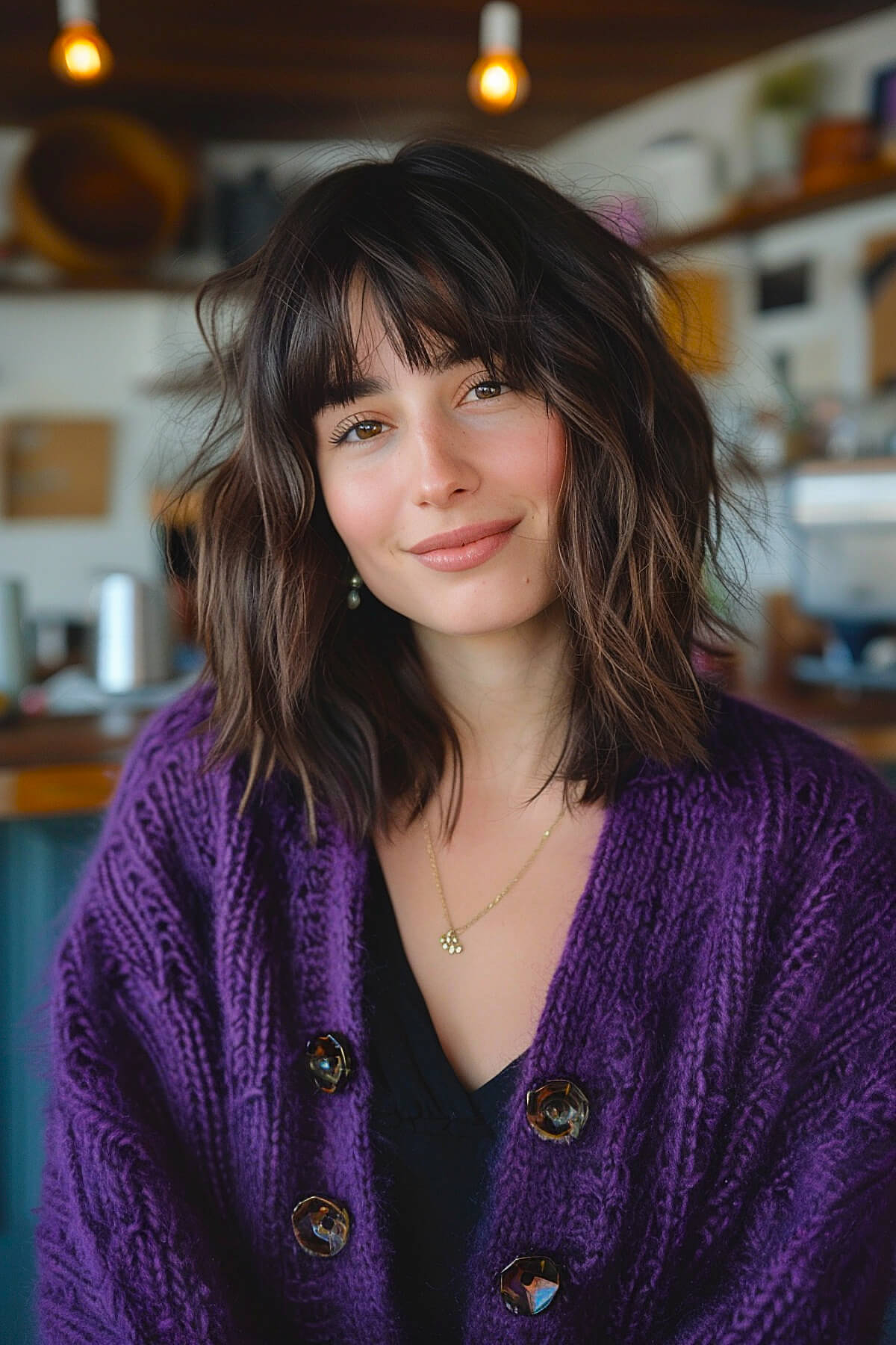 Casual messy long French bob for medium-thick hair