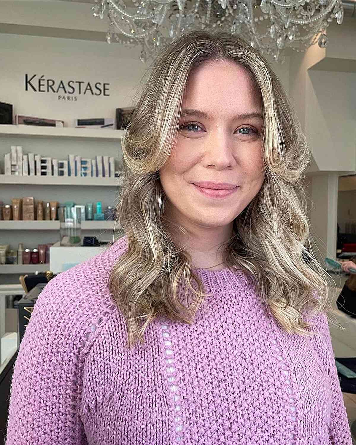 Casual Middle Part with Light Curls Hairstyle
