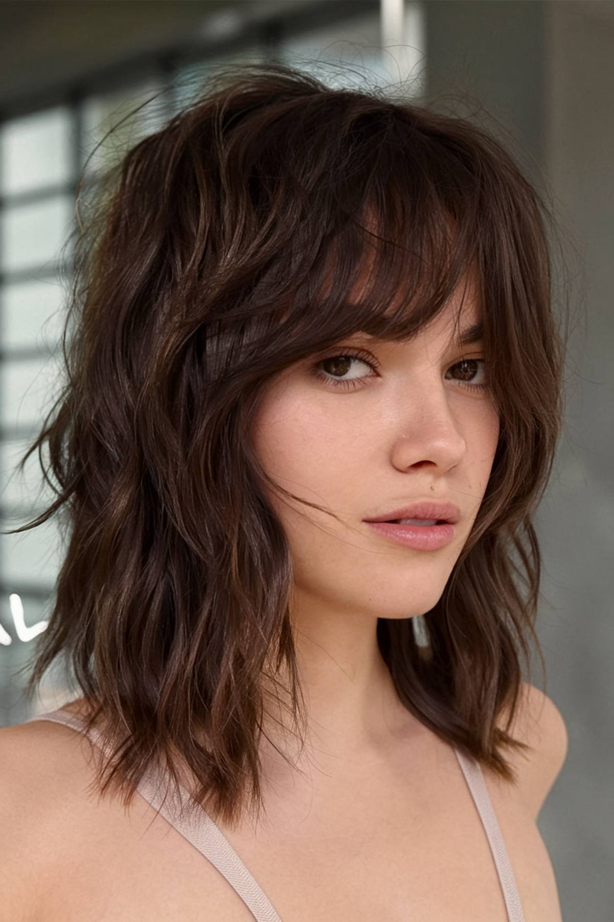 Natural medium length layered haircut with relaxed texture