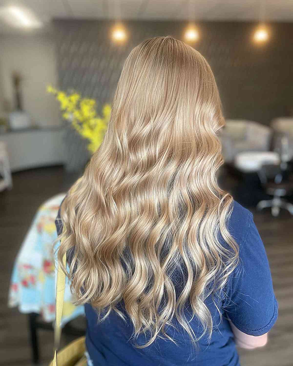 Long-Length Champagne Creamy Blonde Hair