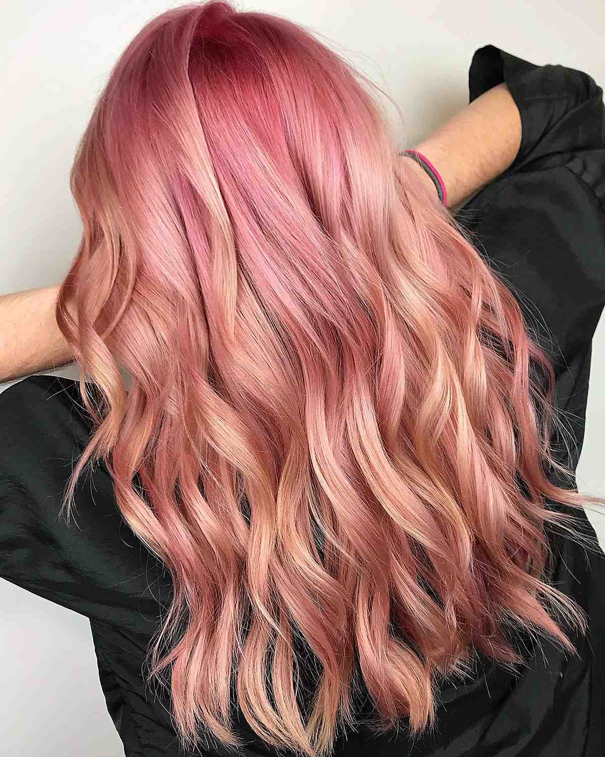champagne pink rose gold hair color