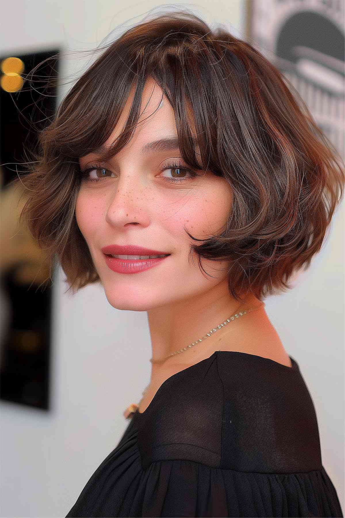 Casual Chanel bob cut with textured, lively ends for a voluminous style.