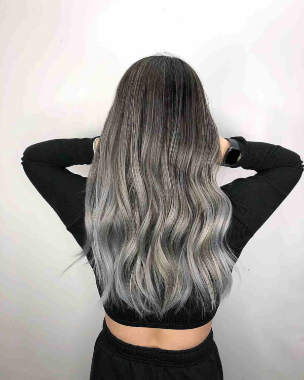A Charcoal to Ash Blonde Ombre
