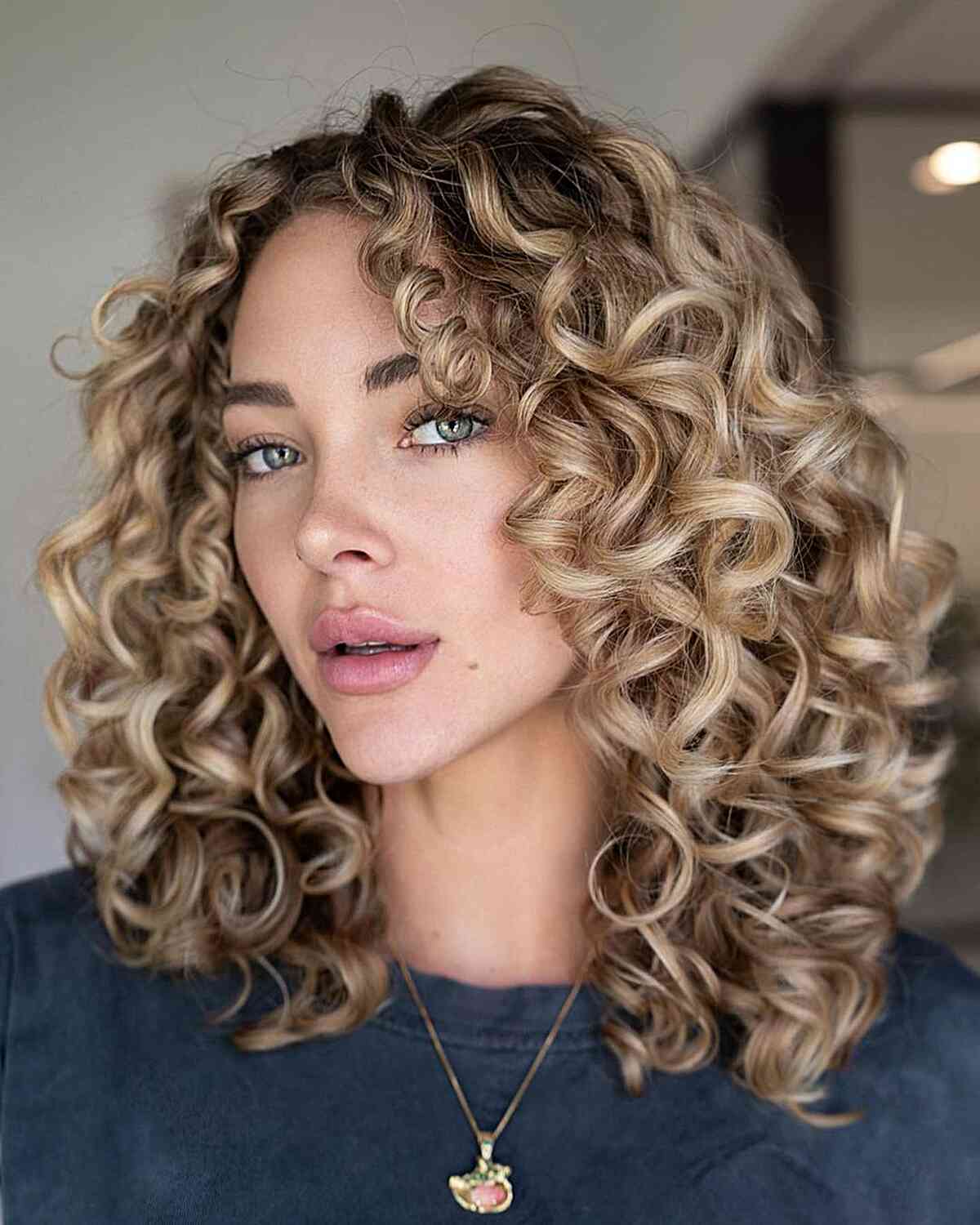 Charming Blonde Curls for Medium-Length Hair
