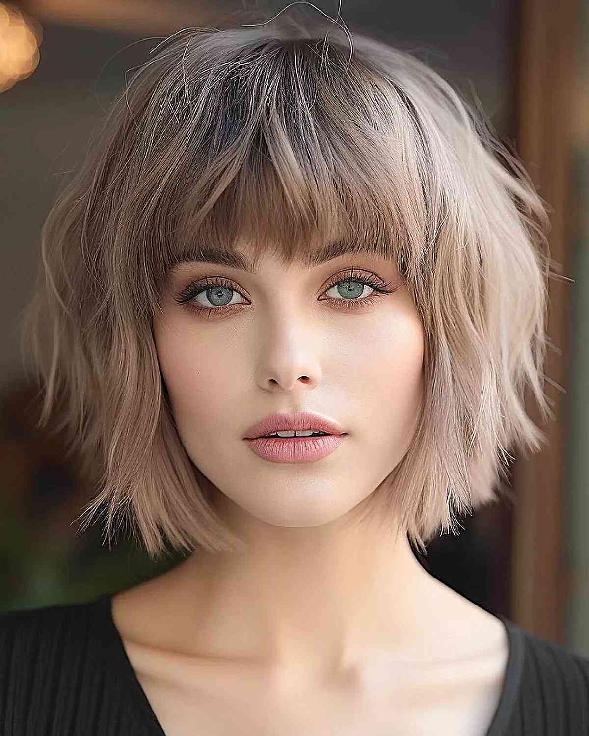 Charming Chopped Bob with Layers for Thick Hair