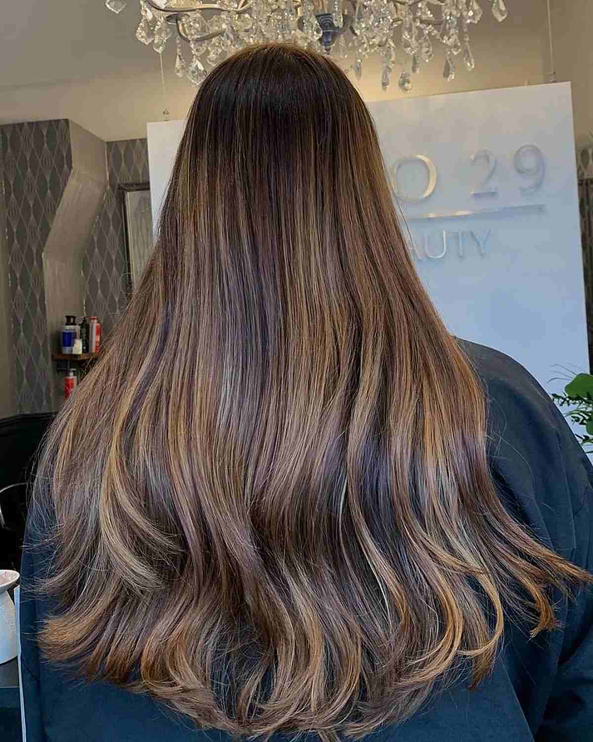 Chestnut Balayage on Light Golden Brown Hair Color
