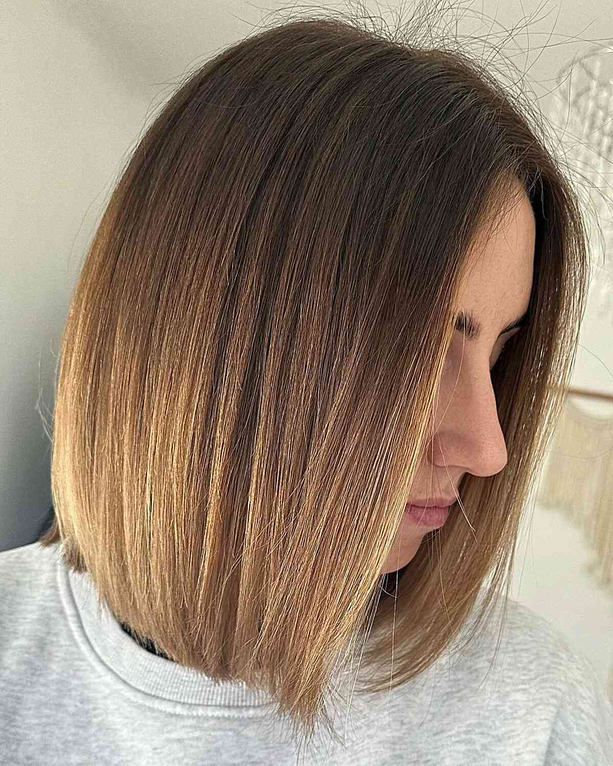 Chestnut to Caramel Brown Ombre on Short Hair