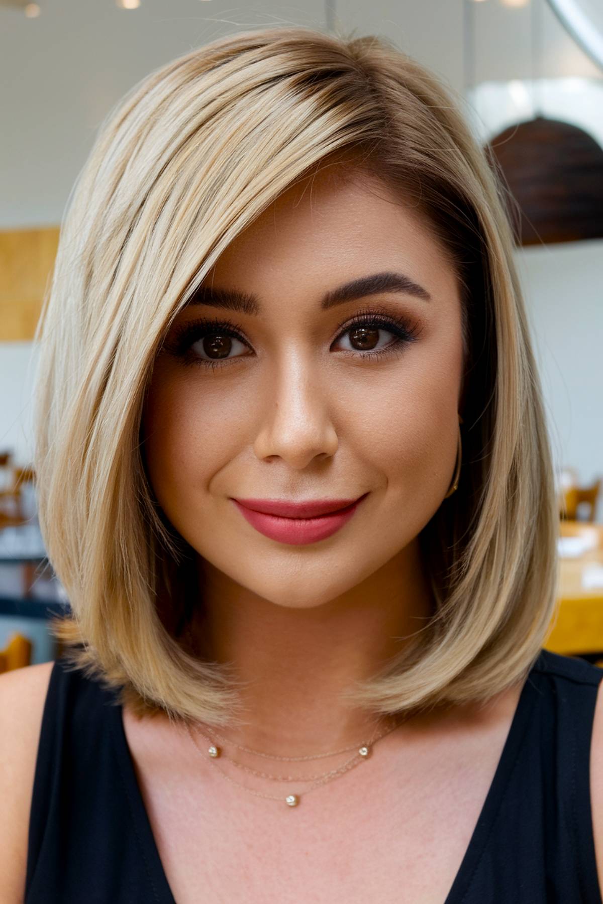 90s layered bob haircut with side part