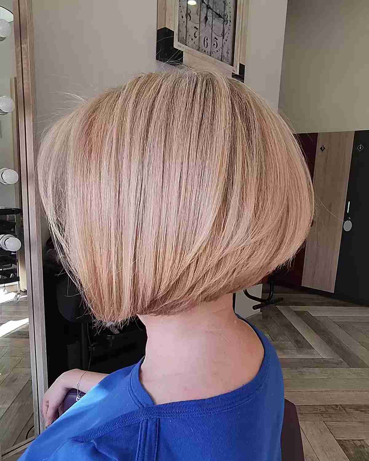 Chic Blonde Bob Style with Layers cut at neck-length
