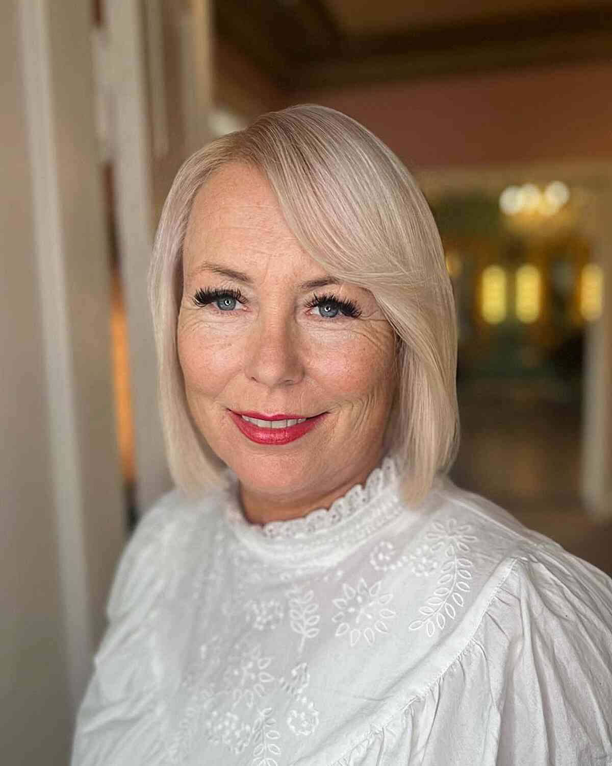 Chic Blonde Bob with Blonde Extensions for Ladies Over 60 with Thin Hair