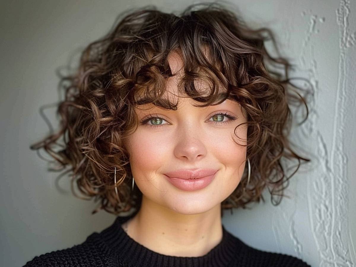 Pair Curly Hair with Bangs