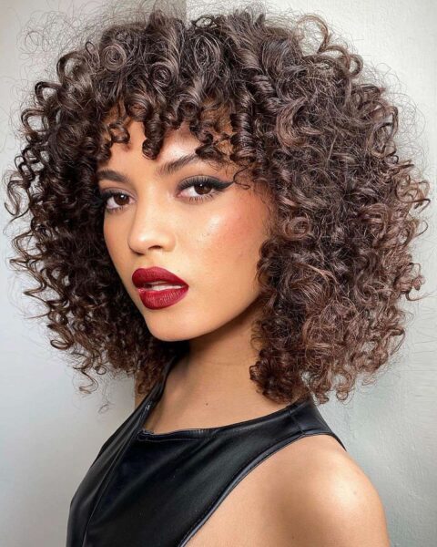 68 Best Ways to Pair Curly Hair with Bangs