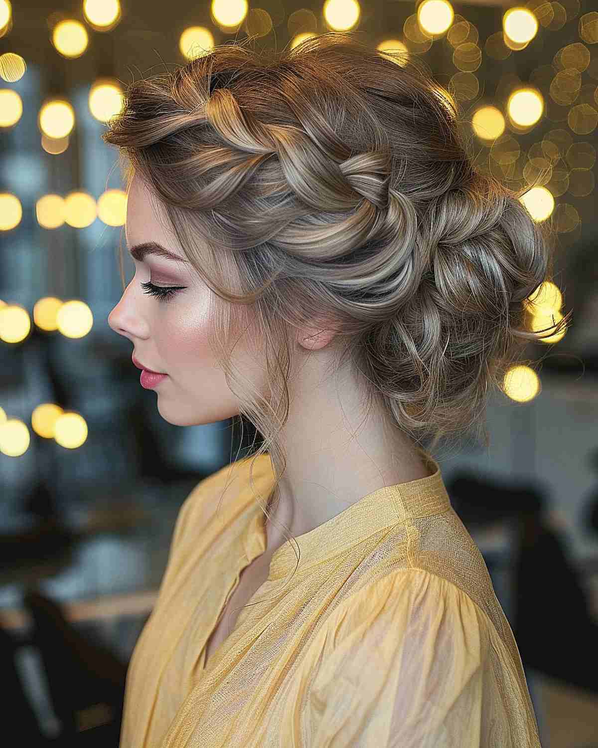 Chic French Braid Updo for Romantic Nights