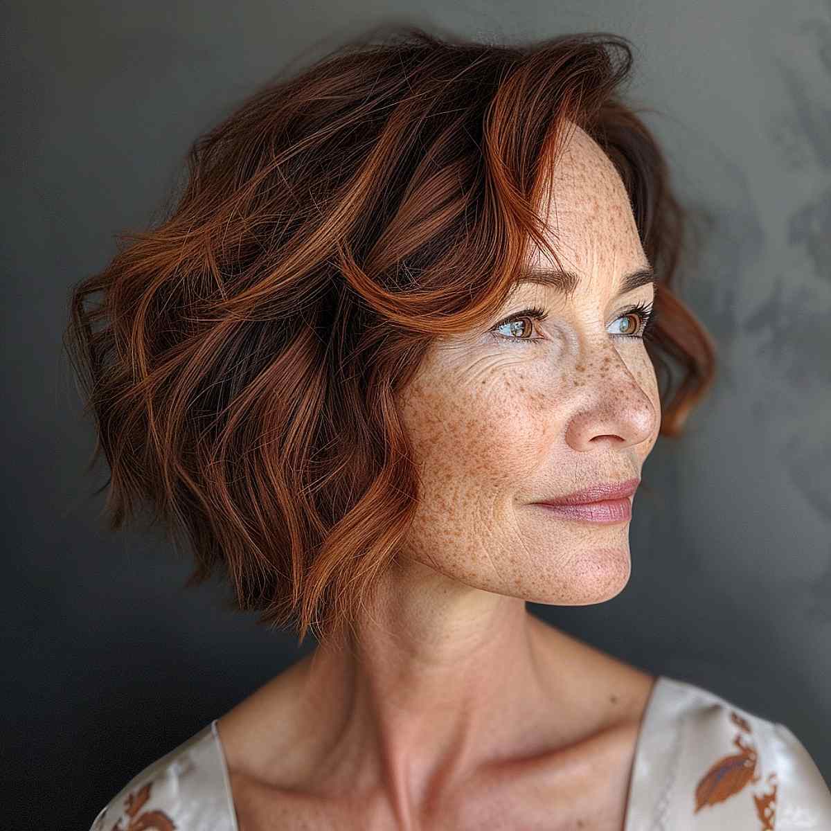 Youthful and Chic Layered Bob for Older Women with fine hair