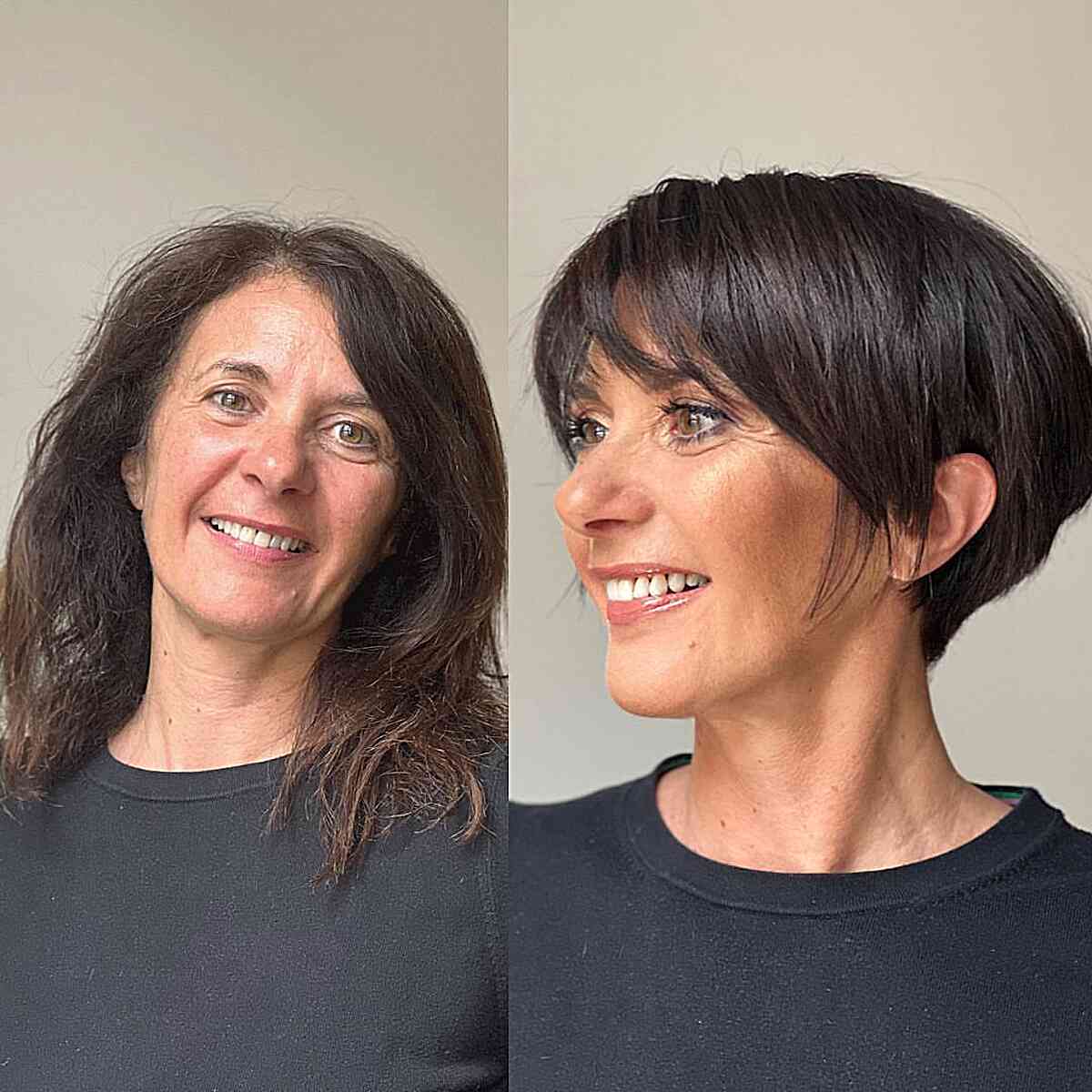 Chic Pixie Bob Makeover with Bangs for ladies with fine straight hair