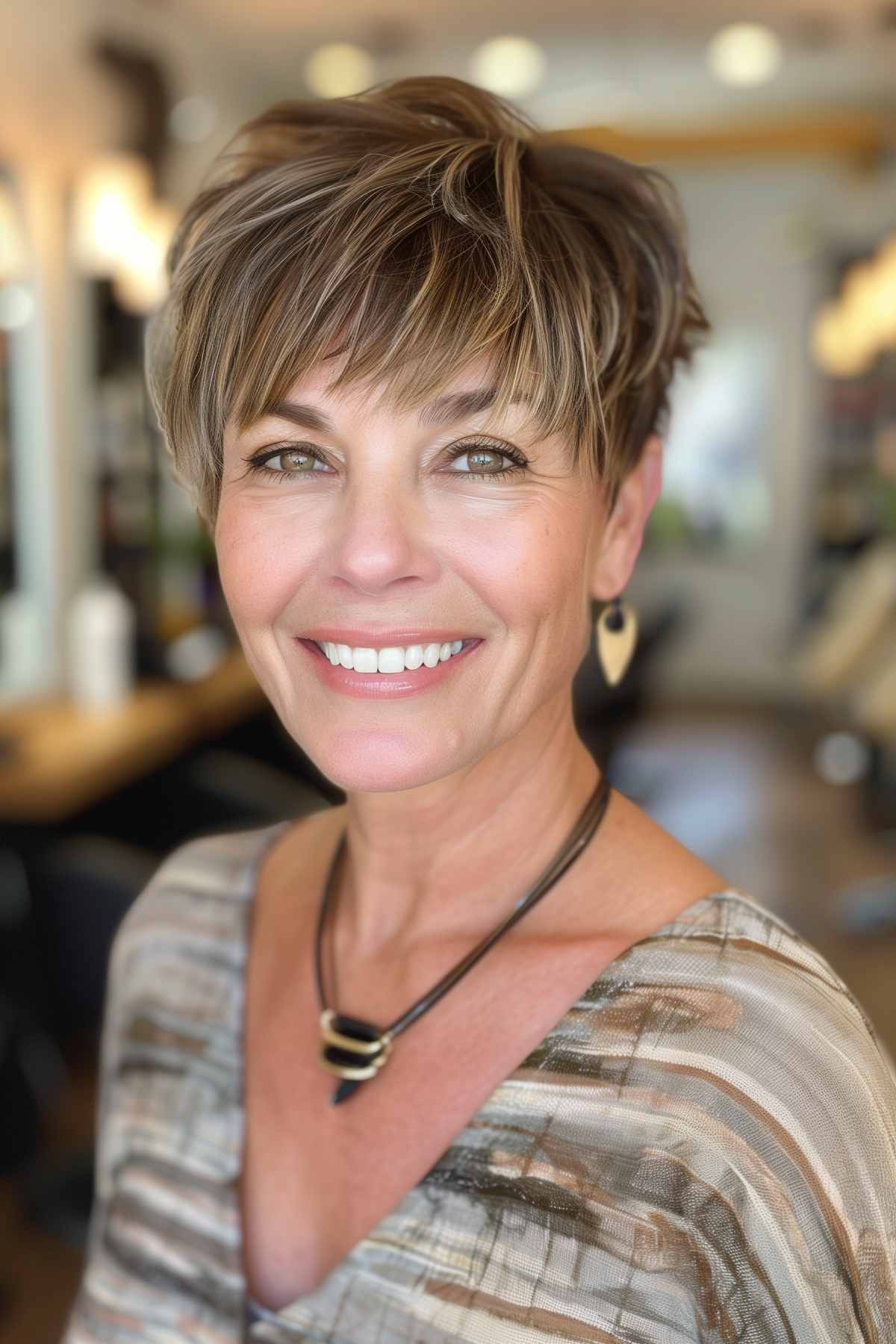 chic pixie cut with bangs for women