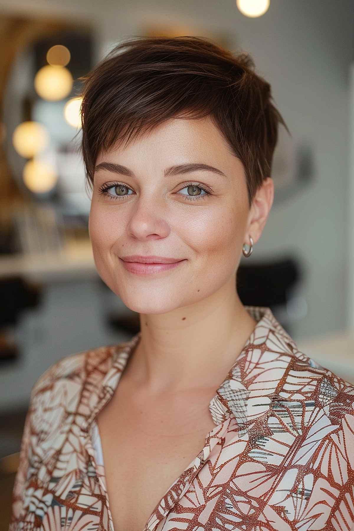 Chic long pixie cut with short sides and longer top layers for fine hair