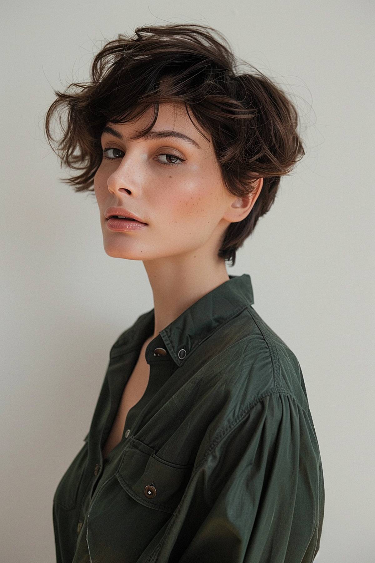 Textured pixie cut for natural wavy hair