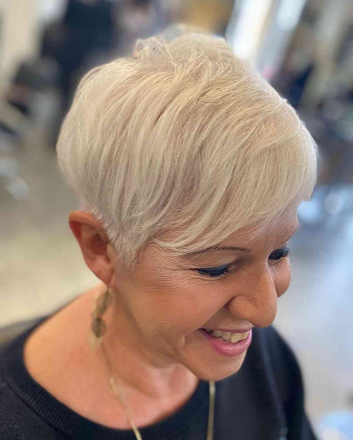 Chic Pixie with Wispy Side Bangs for 60-Year-Old Ladies