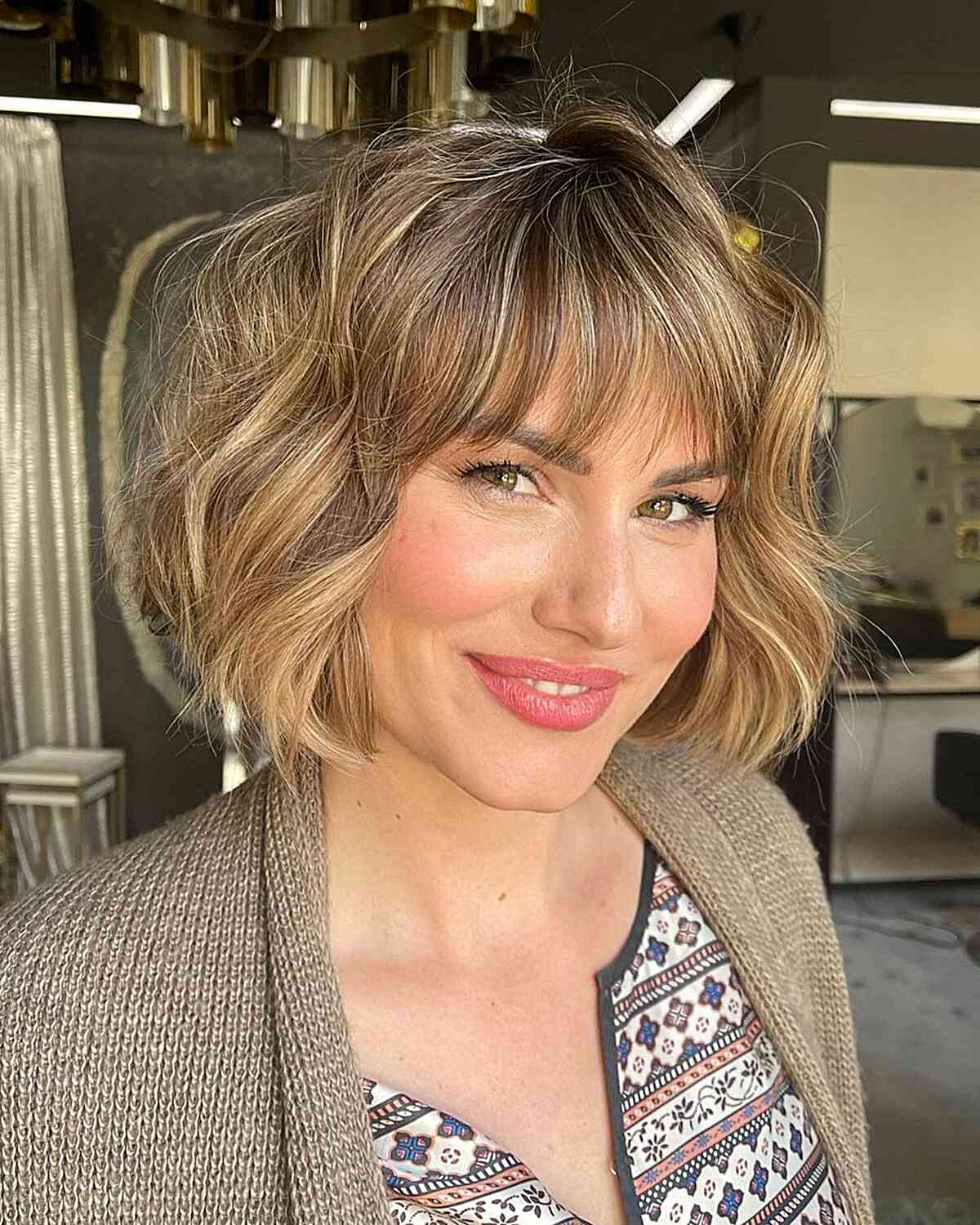 Chic See-Through Thick Bangs for women with messy short hair
