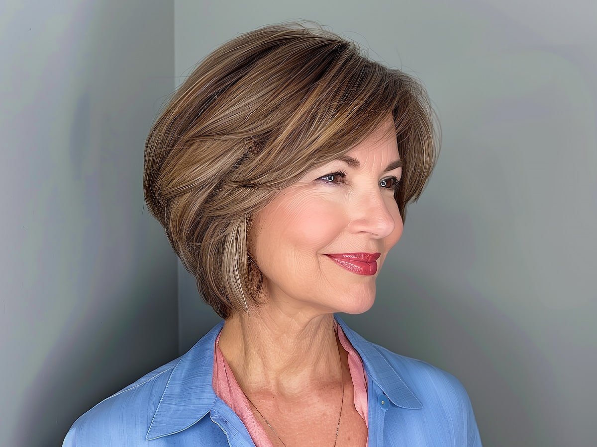 Chic short stacked bob haircuts for women over 50