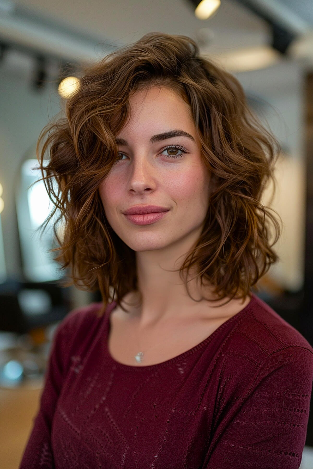 Shoulder-Length Cut for Fine Curly Hair