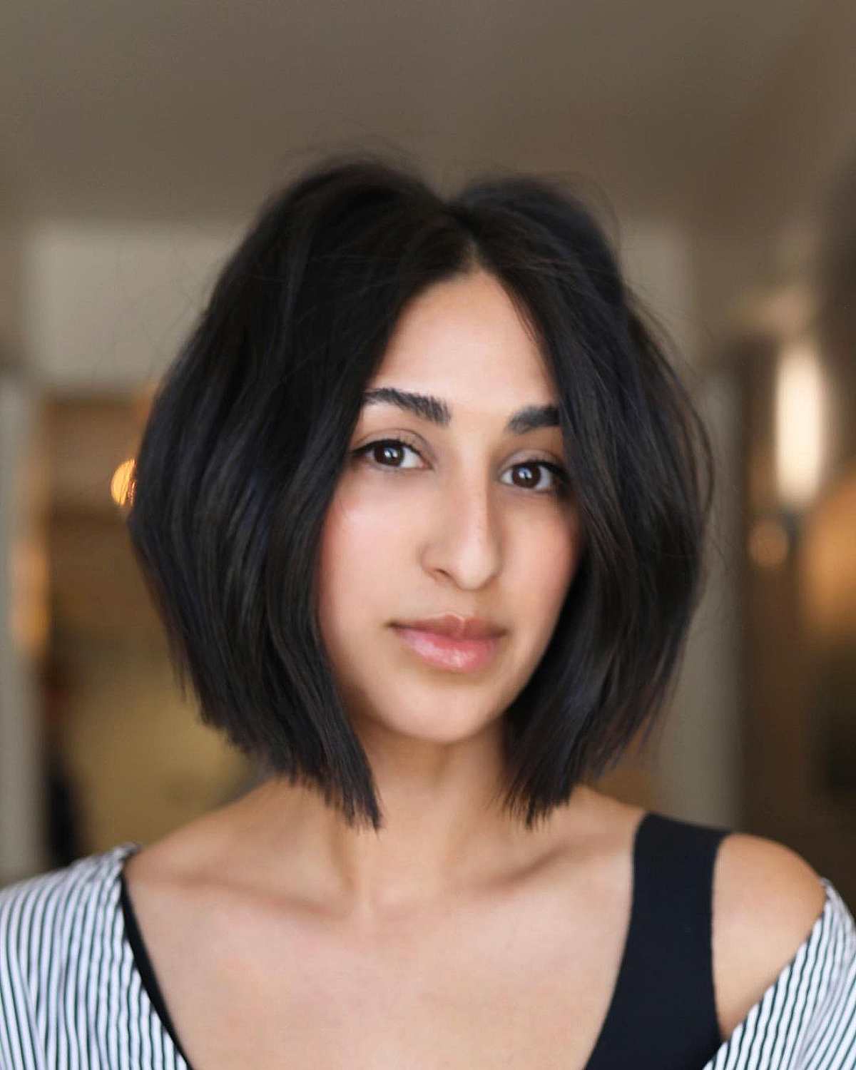 Chic Thick Bob with a Center Part