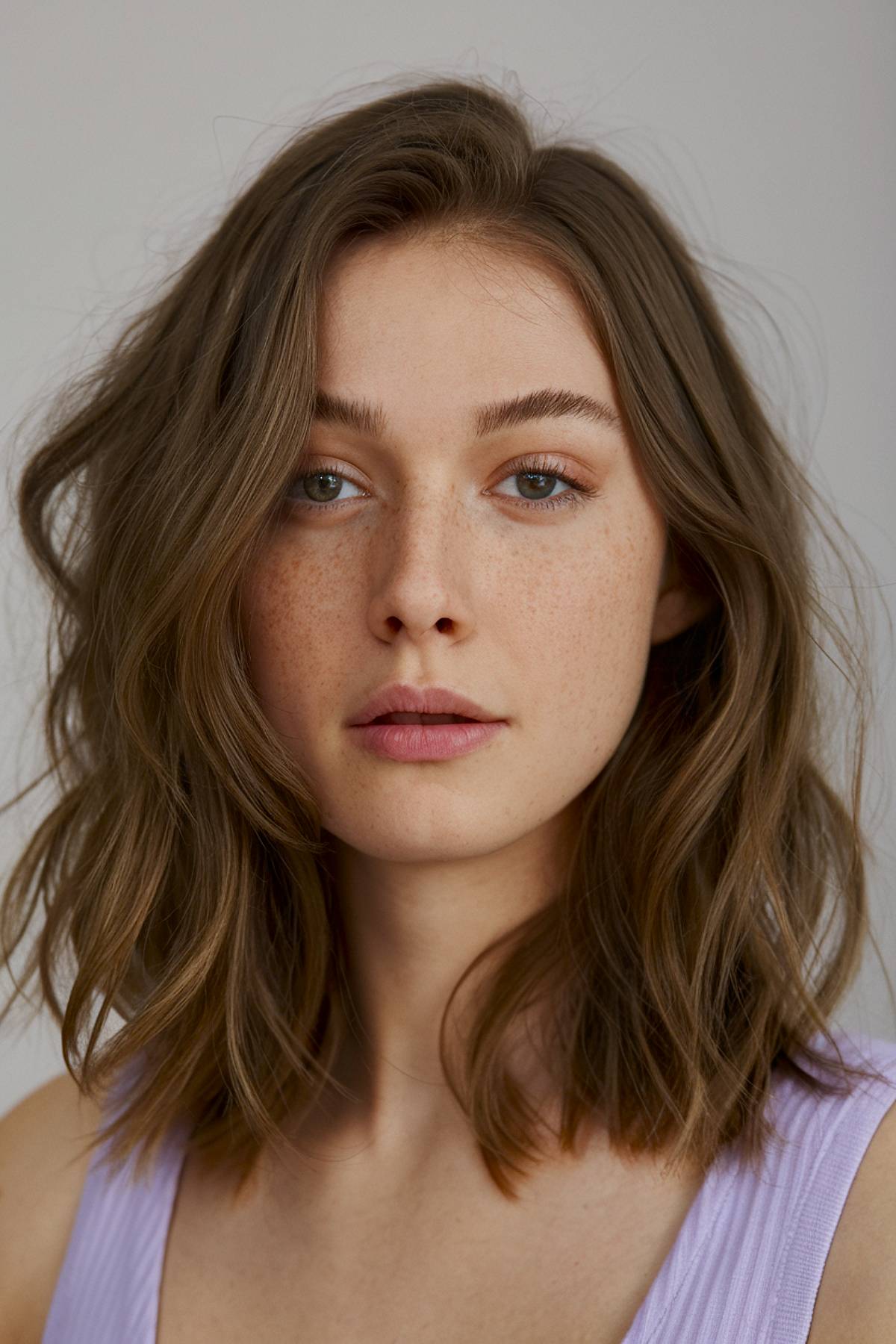 Wavy medium-length lob with soft, choppy layers for effortless texture