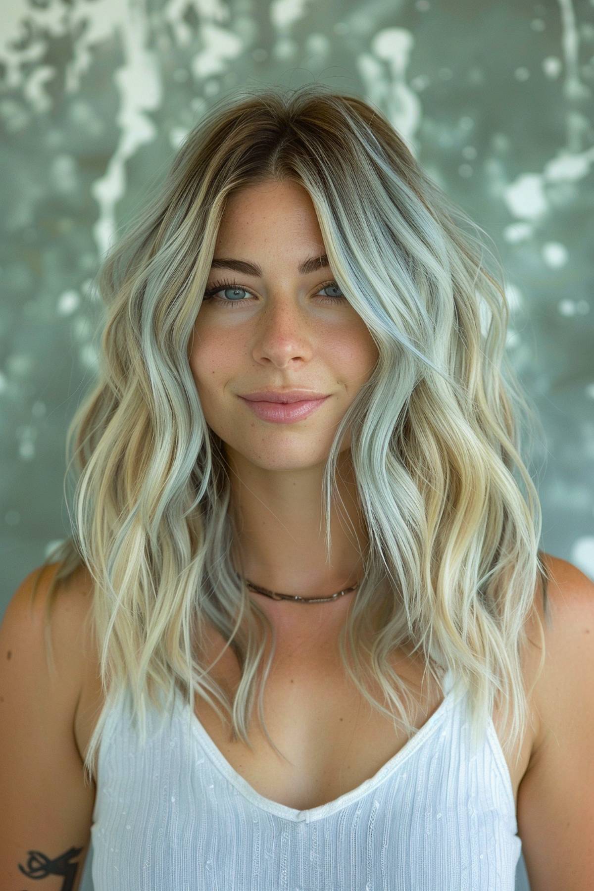 Cool-toned highlights with shadow roots and soft waves