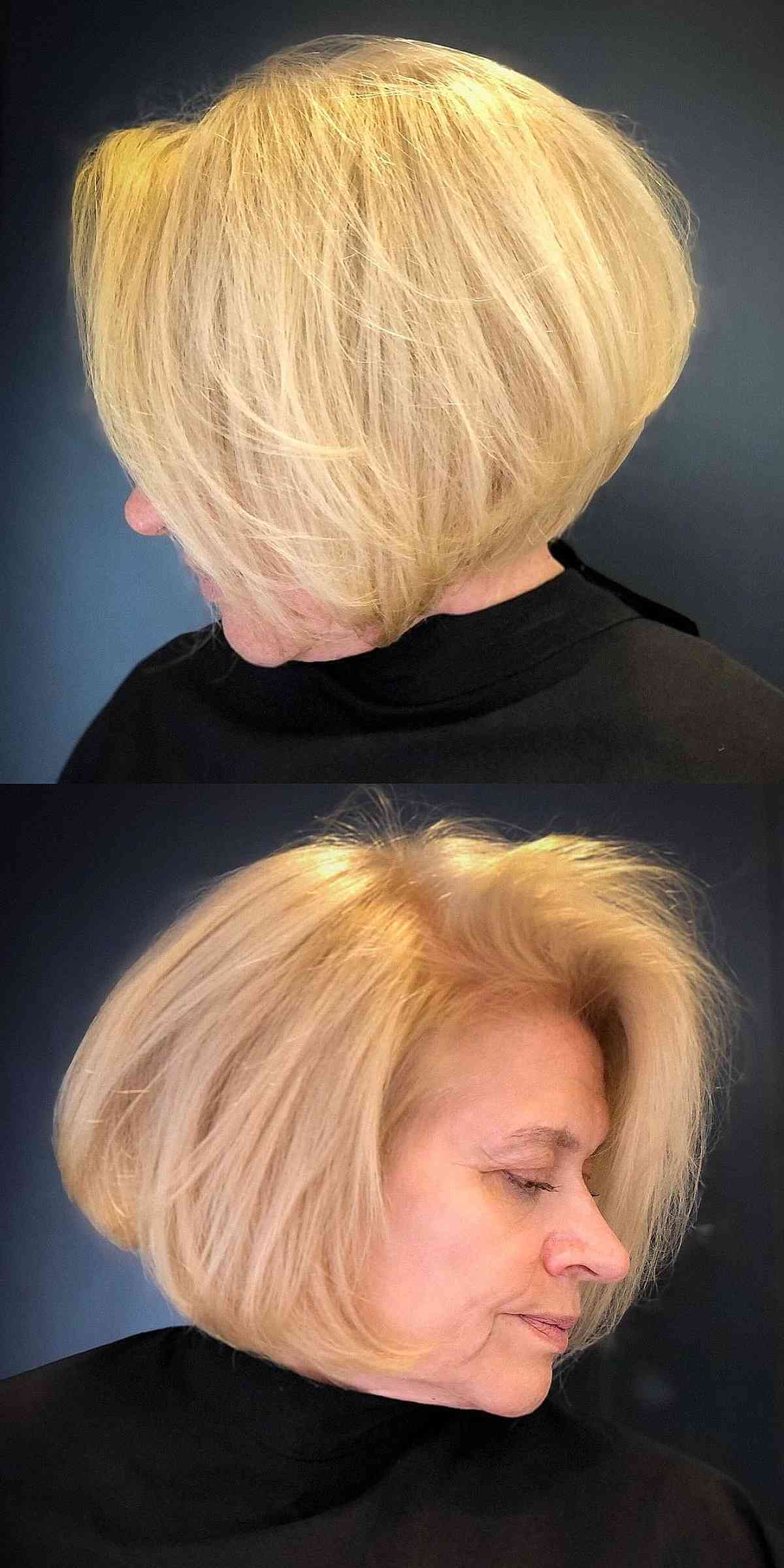 Chin-Length Angled Bob for Women Over 50 with Fine Hair