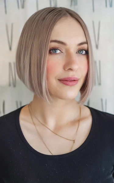 A Chin length blunt bob cut