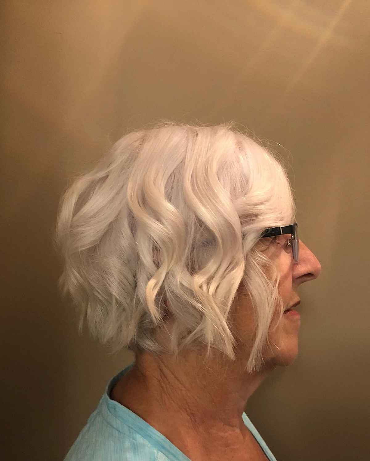 Chin-Length Bob for Older Women with Glasses