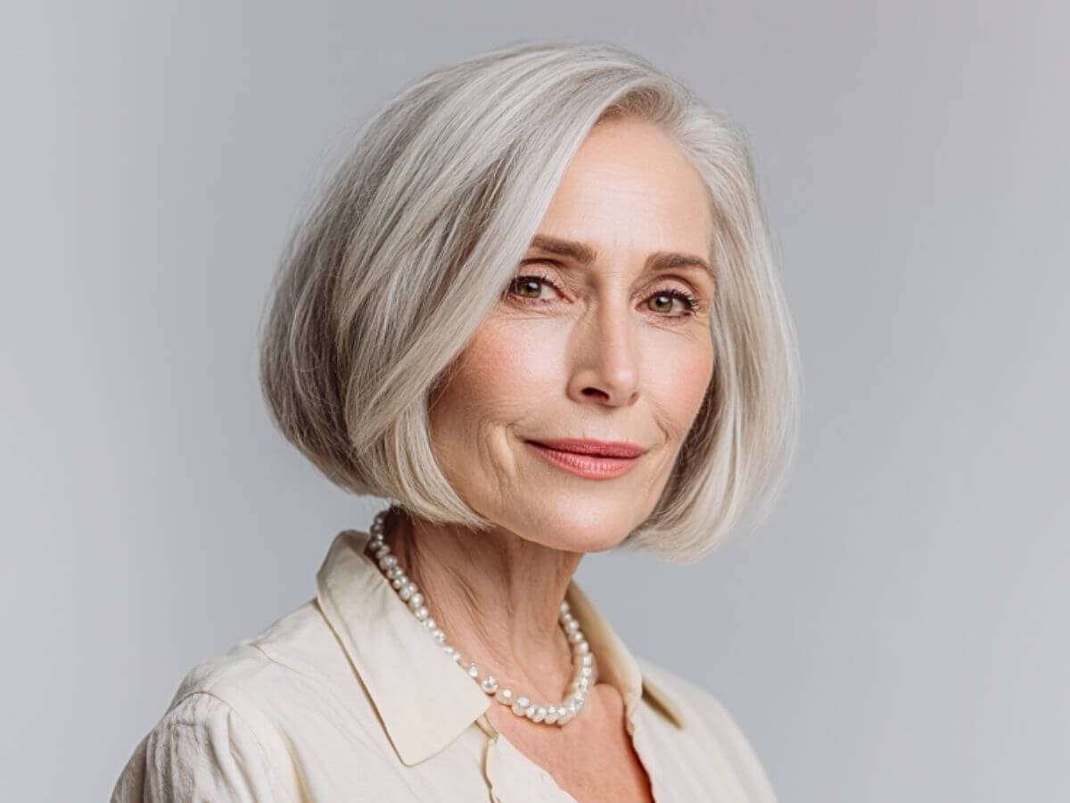 Chic chin-length bob for women over 70