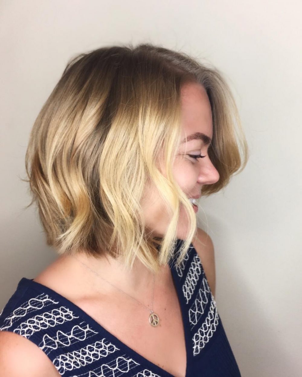Chin-Length Bob with Soft Layers hairstyle for a long face