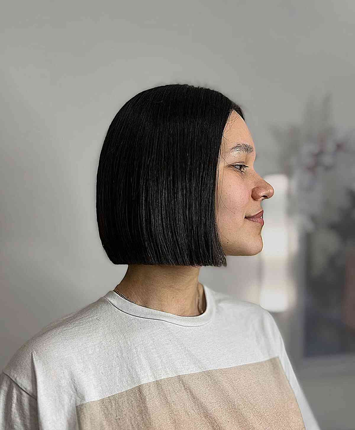 Chin-Length Box Bob with Blunt Ends