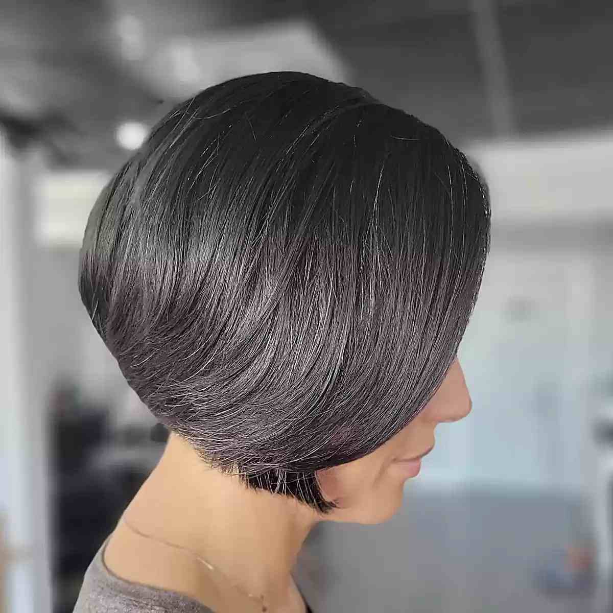 Chin-Length Brown Inverted Stacked Bob