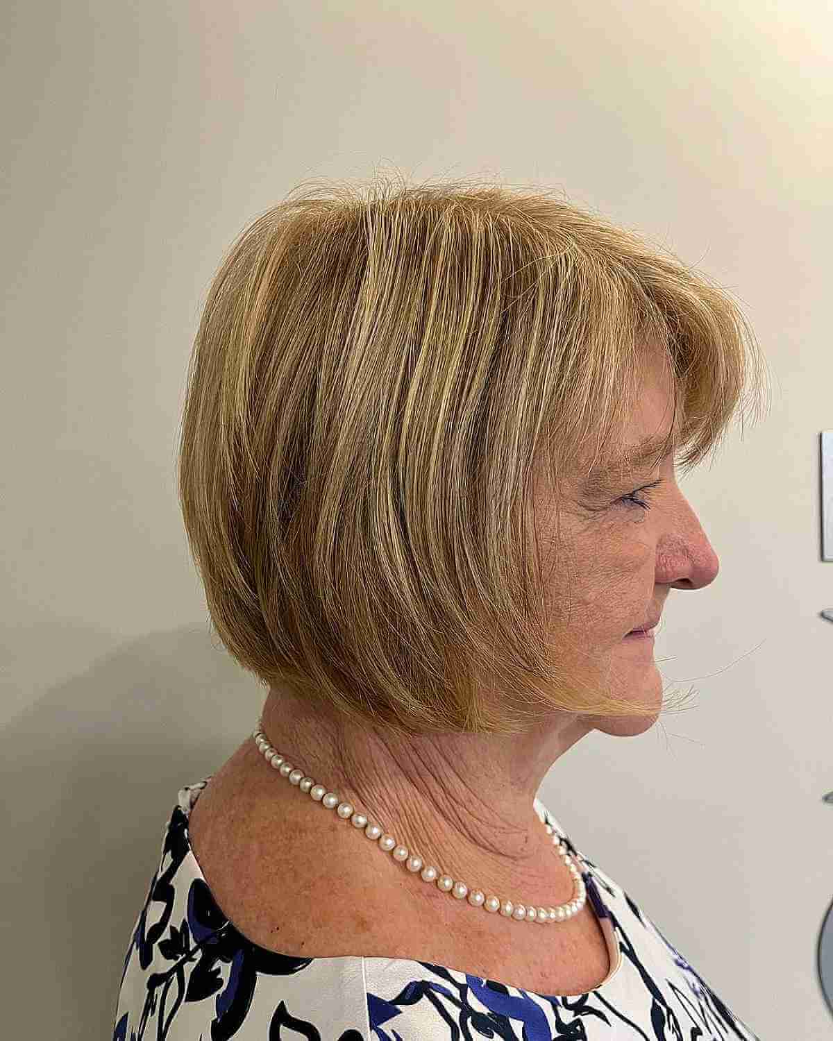 Dirty Blonde Chin-Length Classic Bob Cut for Women in Their 70s