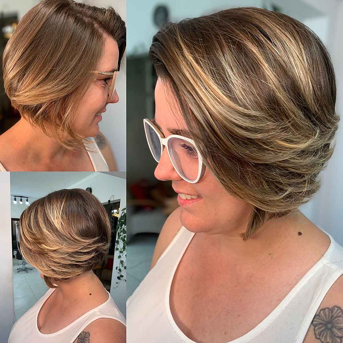 Chin-Length Feathered Bob with a Side Part