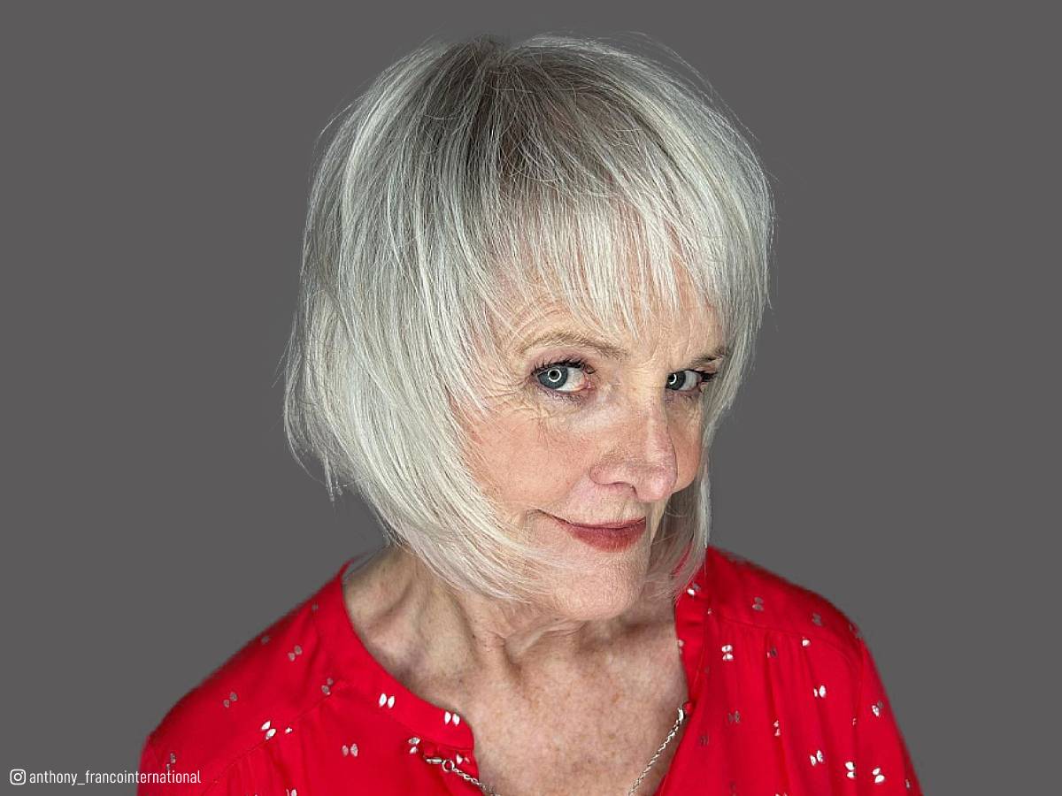 Chin-length hairstyles for women over 60