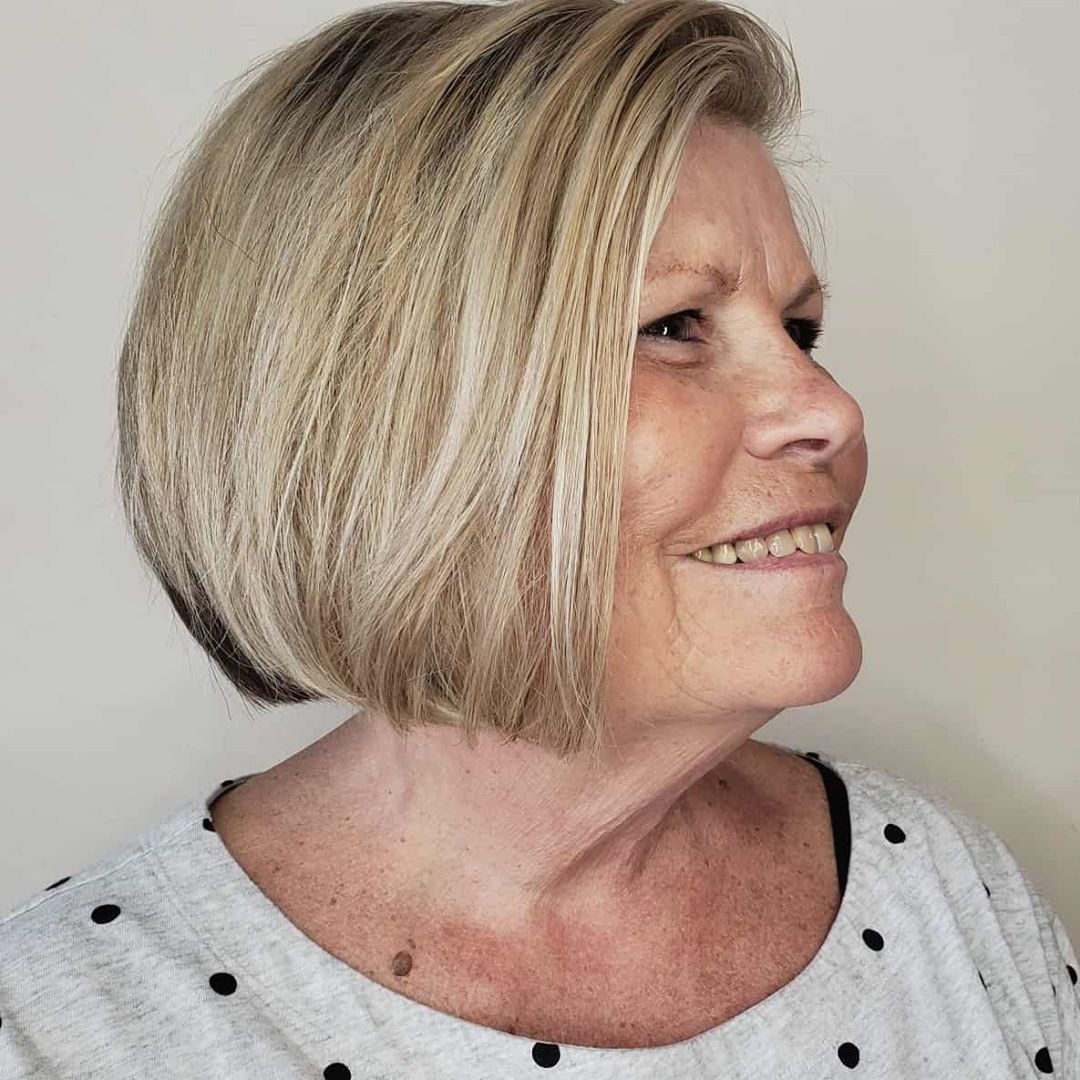 Chin-Length Layered Bob with Volume for a 50-Year-Old Lady