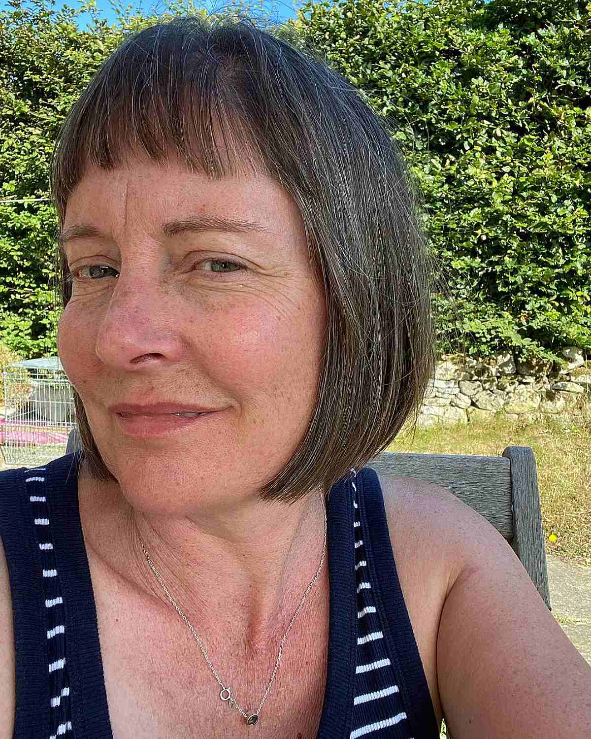 Chin-Length Low-Maintenance Bob with Micro Bangs for Women Over 60