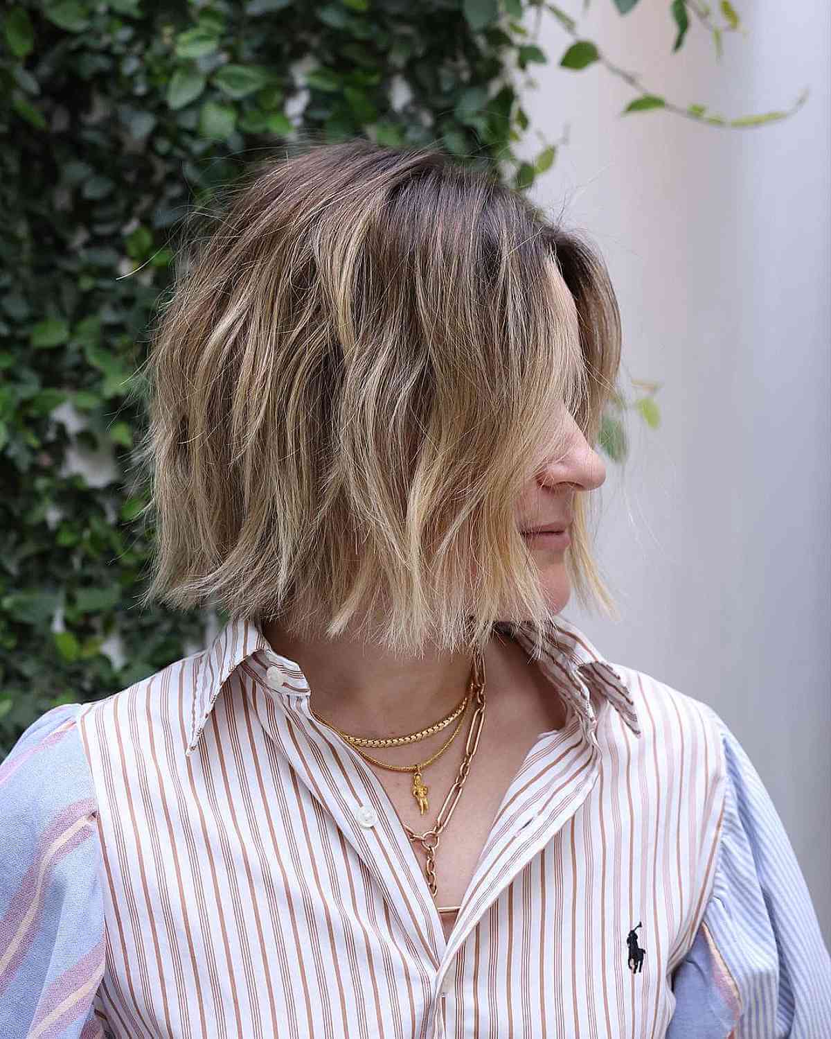 Chin-length, easy-care haircut with soft beachy waves