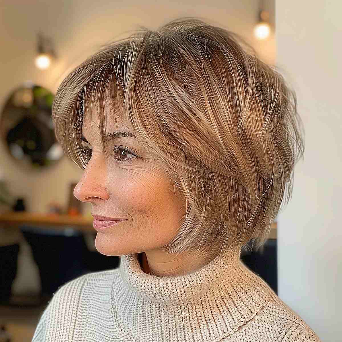 Chin-length Maintenance Haircut for Women Over 40