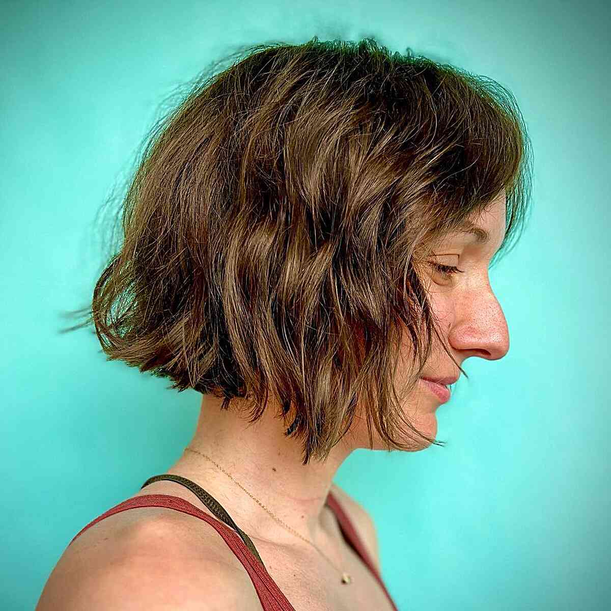 Chin-Length Shattered Bob with Tousled Waves