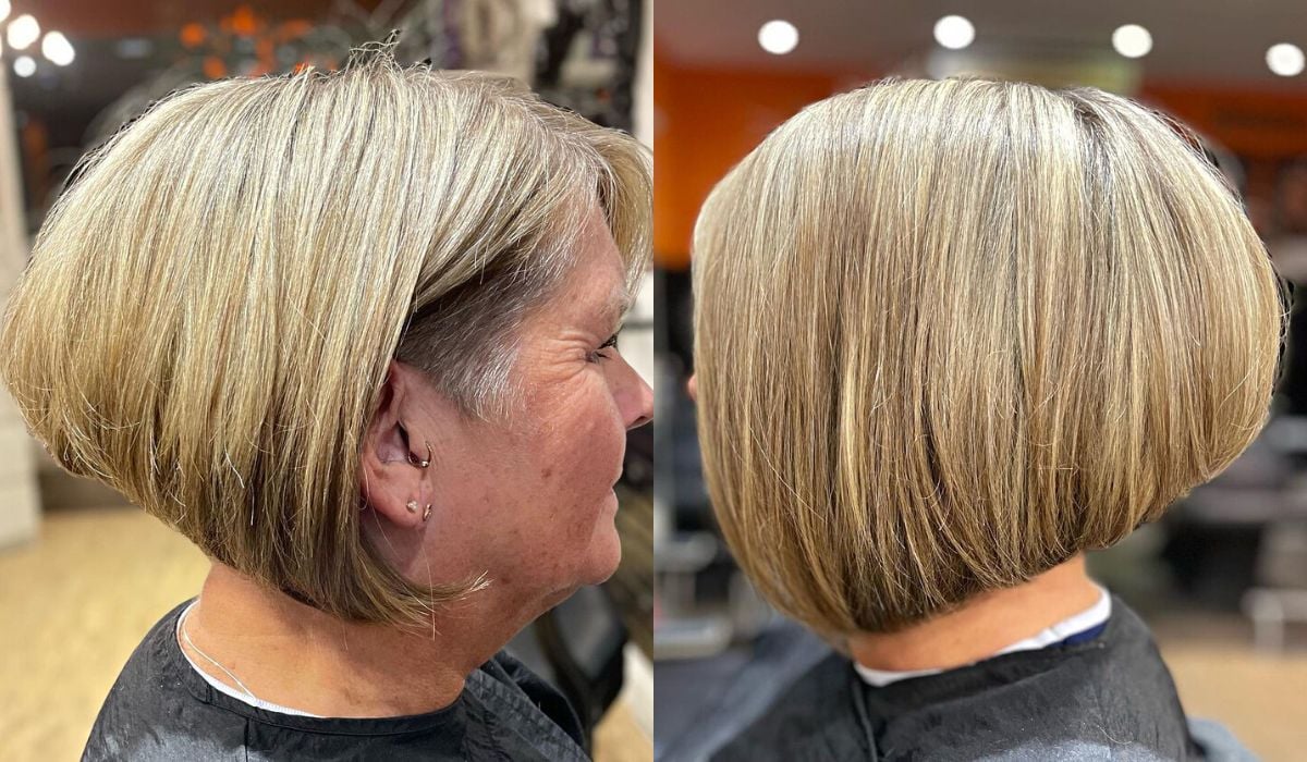 Chin-Length Short Wedge Undercut Bob for Ladies Aged 60 and Up