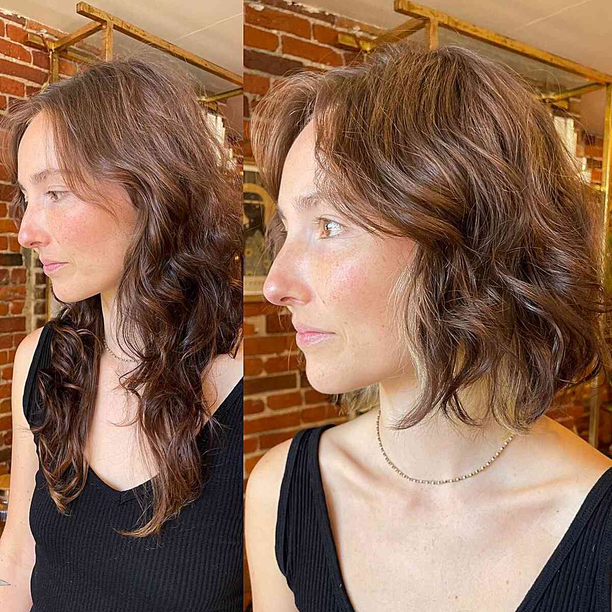 Chin Side-Parted Wavy Italian Bob with Blunter Ends