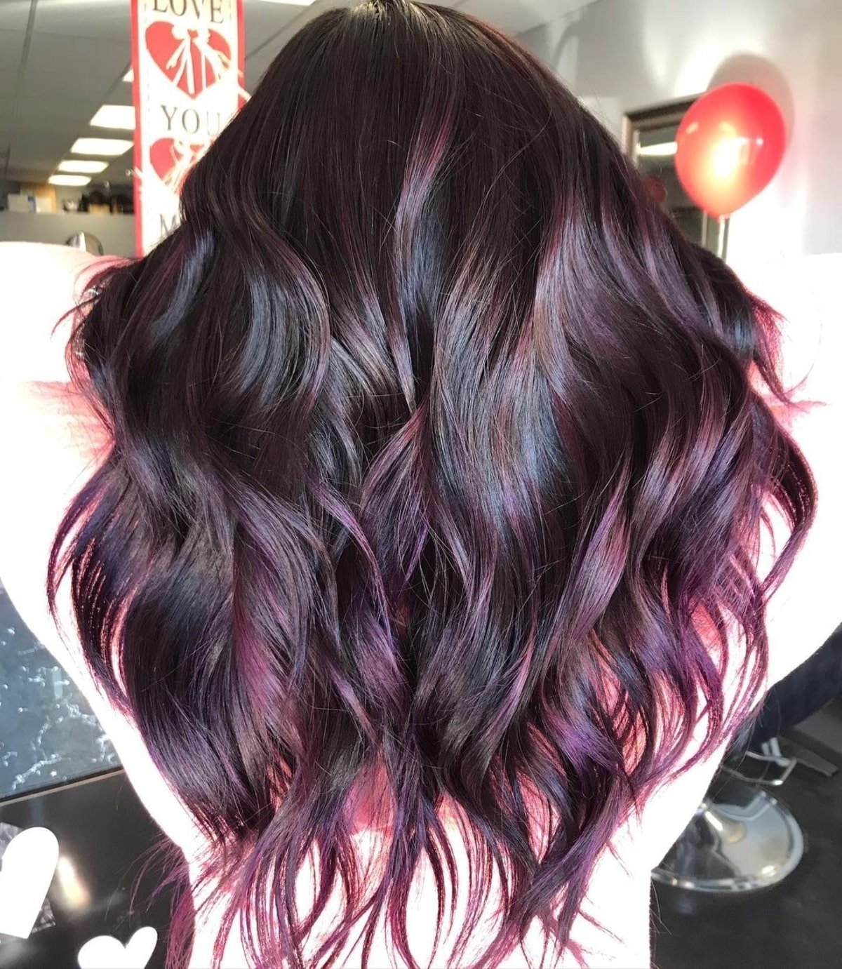 Chocolate and violet highlights