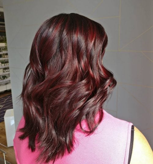Chocolate Brown Hair With Crimson Red Highlights
